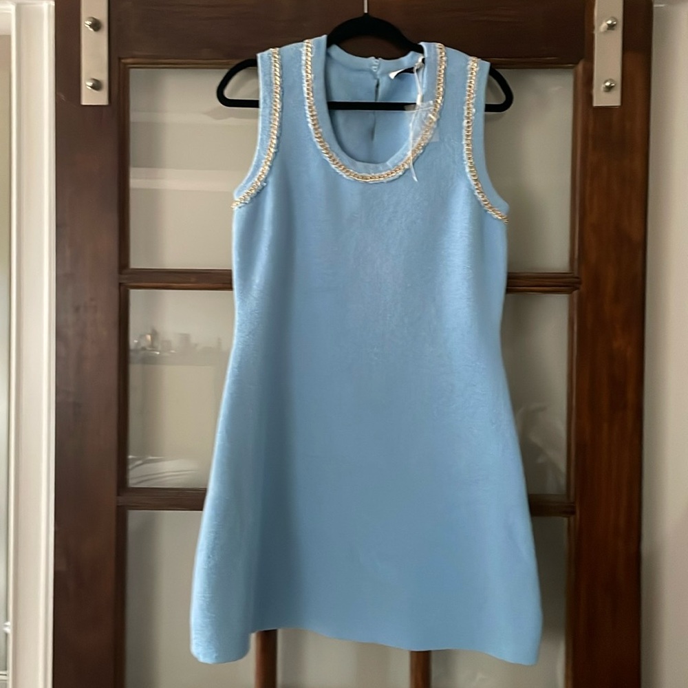 NEW Endless Rose Chain Detail Cornflower Scoop Neck Knit Mini Dress - Picture 2 of 8